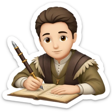ancient Feathered pen scholar sticker