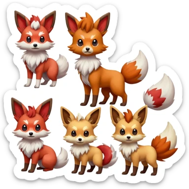 Lycanroc-Vulpix-Fennekin-Eevee-Pokémon-Fakémon-creature sticker