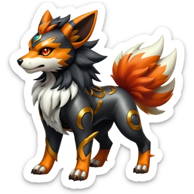 Shiny Gothic Exotic Futuristic Houndoom-Arcanine-Zorua-Torracat-Pokémon-Fakémon-hybrid-creature sticker
