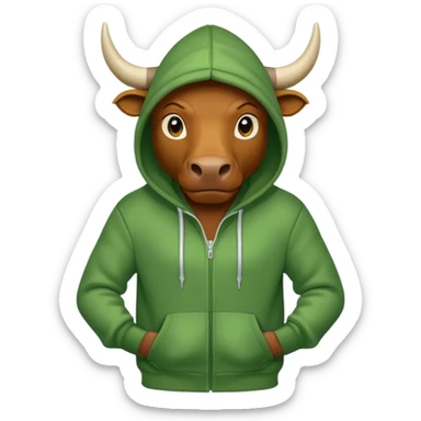 Green bull with hoodie sticker