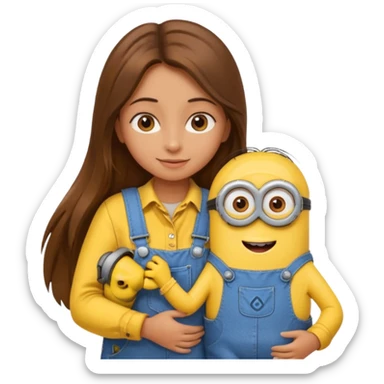 Make A minion Hugging a girl sticker