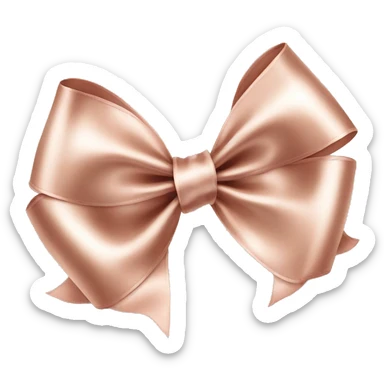 Realistic isolated rose gold shiny silk ribbon bow lined with white fur. sticker