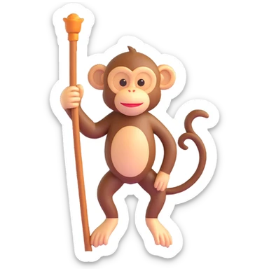 monkey standing on a stick sticker