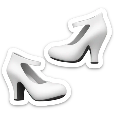 white latex mid heel shoe front and back view sticker