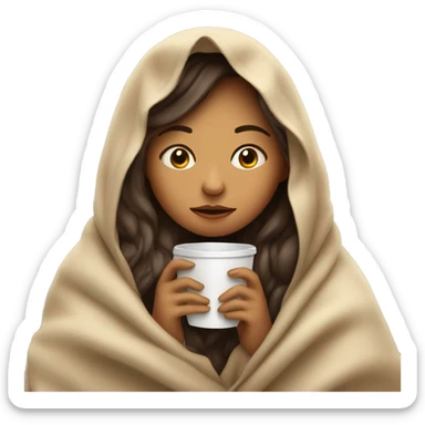 girl inside a blanket drinking coffee eyes closed sticker