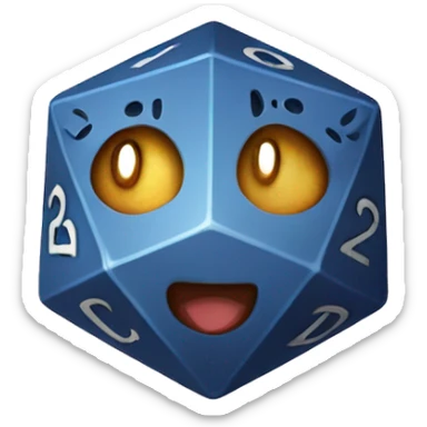 D20 dice with cat sticker