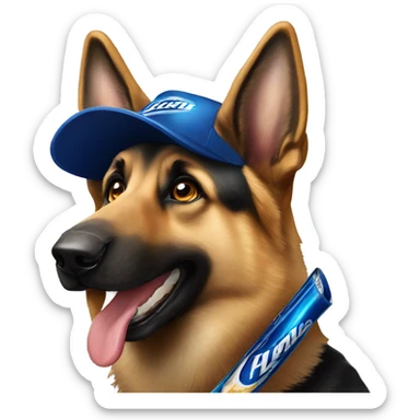 German shepherd with bud light in mouth sticker