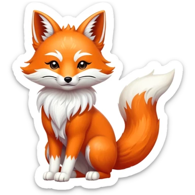 Japanese fox spirit kitsune with three tails sticker