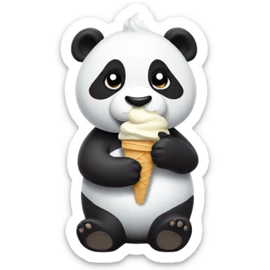 Panda eating ice cream sticker