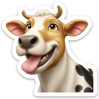 Thumbs up, excited friendly cow or golden etriver pup sticker