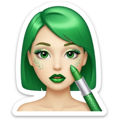 green lipstick with glitter sticker