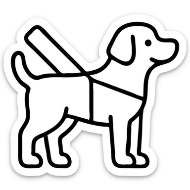 a guide dog for the blind, friendly look, simple and clear design sticker
