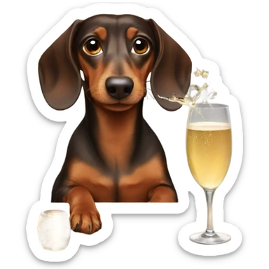Brown dachshund drinking champagne sticker