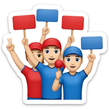 cheering sign sports in blue (#00A3E0) and red (#F9423A) sticker