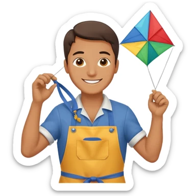 Kite Maker, making a kite pose. sticker