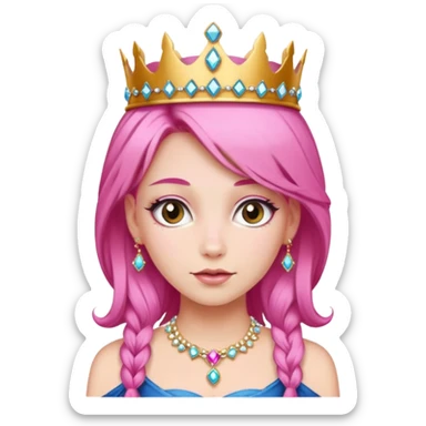 royal princess with pink hair sticker