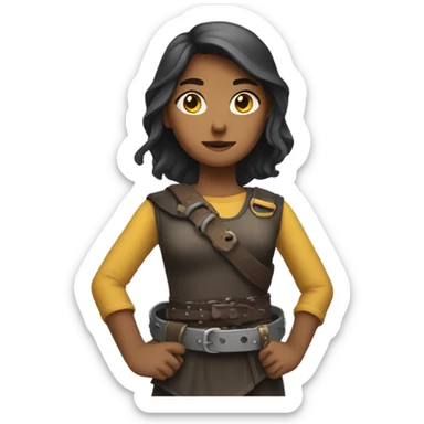 Girl with a belt in her hand ready to fight sticker