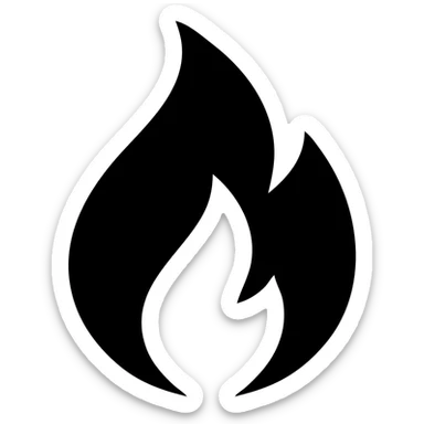 abstract flame shape, geometric style, solid black fill sticker