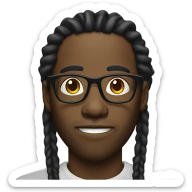 black man with dreads and glasses sticker
