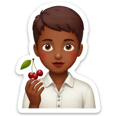 cherries with boy sticker