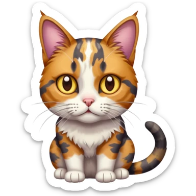 full body anxious looking colourful light calico tabby cat with hazel eyes sticker