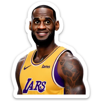 Lebron James in a laker jersey sticker