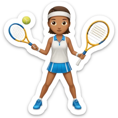 High resolution full body of a tennis player with just a one racket  sticker