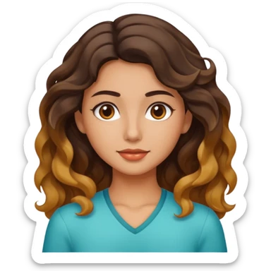 Morena com cabelo ondulado nas pontas  e de pele um pouco bronzeada sticker