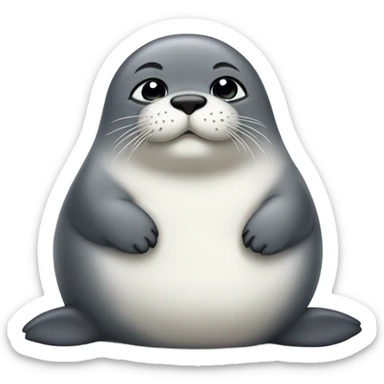 very fluffy furry seal baby fat sticker