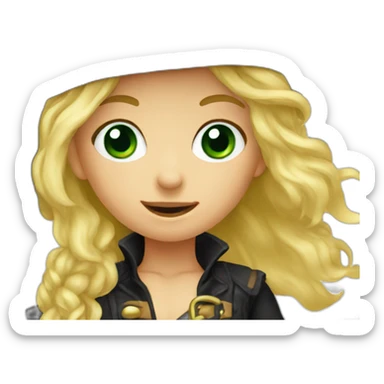 Female kid pirate, green eyed, blonde hair sticker