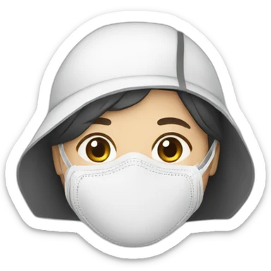 Asian woman wearing white N95 respirator sticker