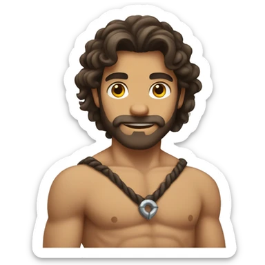 Tarzan with anchor beard and long curly dark brown hair sticker