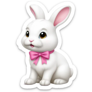white bunny with pink bow sticker
