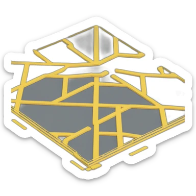 isometric square floor layout yellow lines perimeter sticker