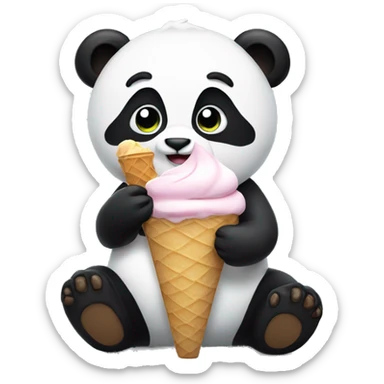 Panda eating ice cream sticker