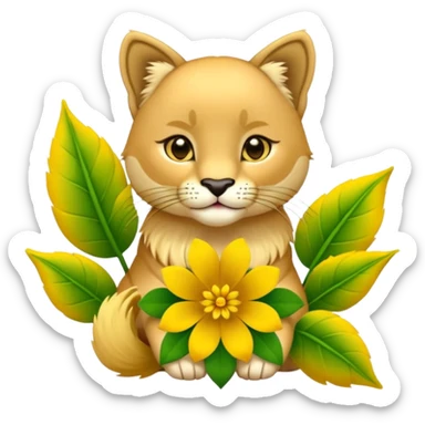 puma holds flower sticker