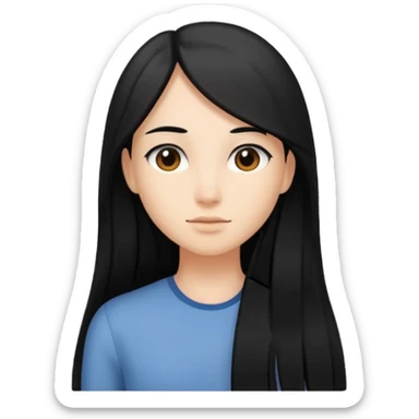  pero cámbiale el pelo largo por uno corto no tan corto que le llegue a los hombros pero con el pelo negro  sticker