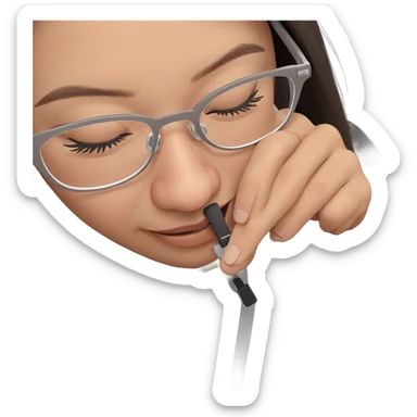 girl with glasses and closed eyes sticker