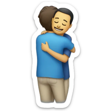Do people are hugging in blue closes sticker