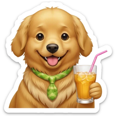 golden retriever drinking fruity alcoholic beverage  sticker