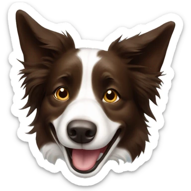 Brown border collie ear up laughing no upper teeth sticker