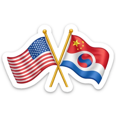 chinese korean and american flags sticker