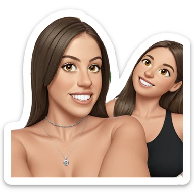 smiling girls with brown hair sticker