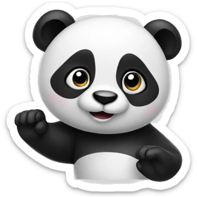panda waving bye sticker