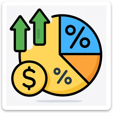emoji of a pie chart with arrows and a dollar sign with more variations sticker