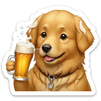golden retriever drinking alcoholic beverage  sticker