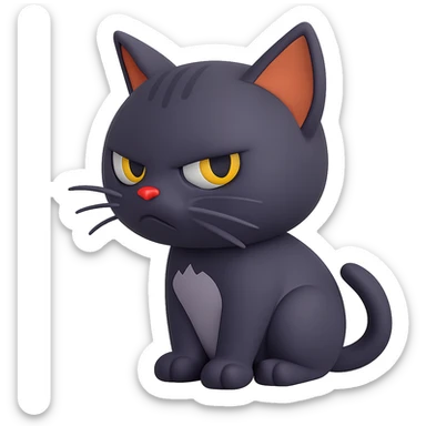 Create a cute mad cat giving a side glare in the same style as the reference image, with no background. sticker