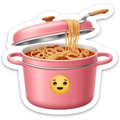 pastel pink food container with bolognese pasta inside sticker