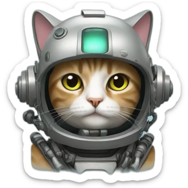 a cat in a mech suit sticker