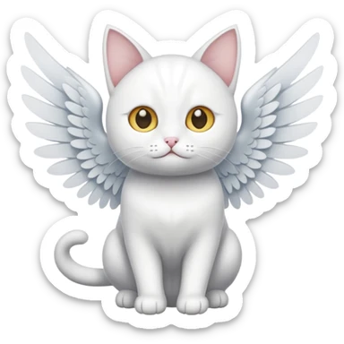 white cat with wings sticker